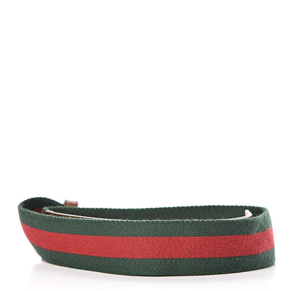 Gucci Nylon Calfskin Double G Web 40mm Belt 80 32 Green Red Cuir 3 of 8