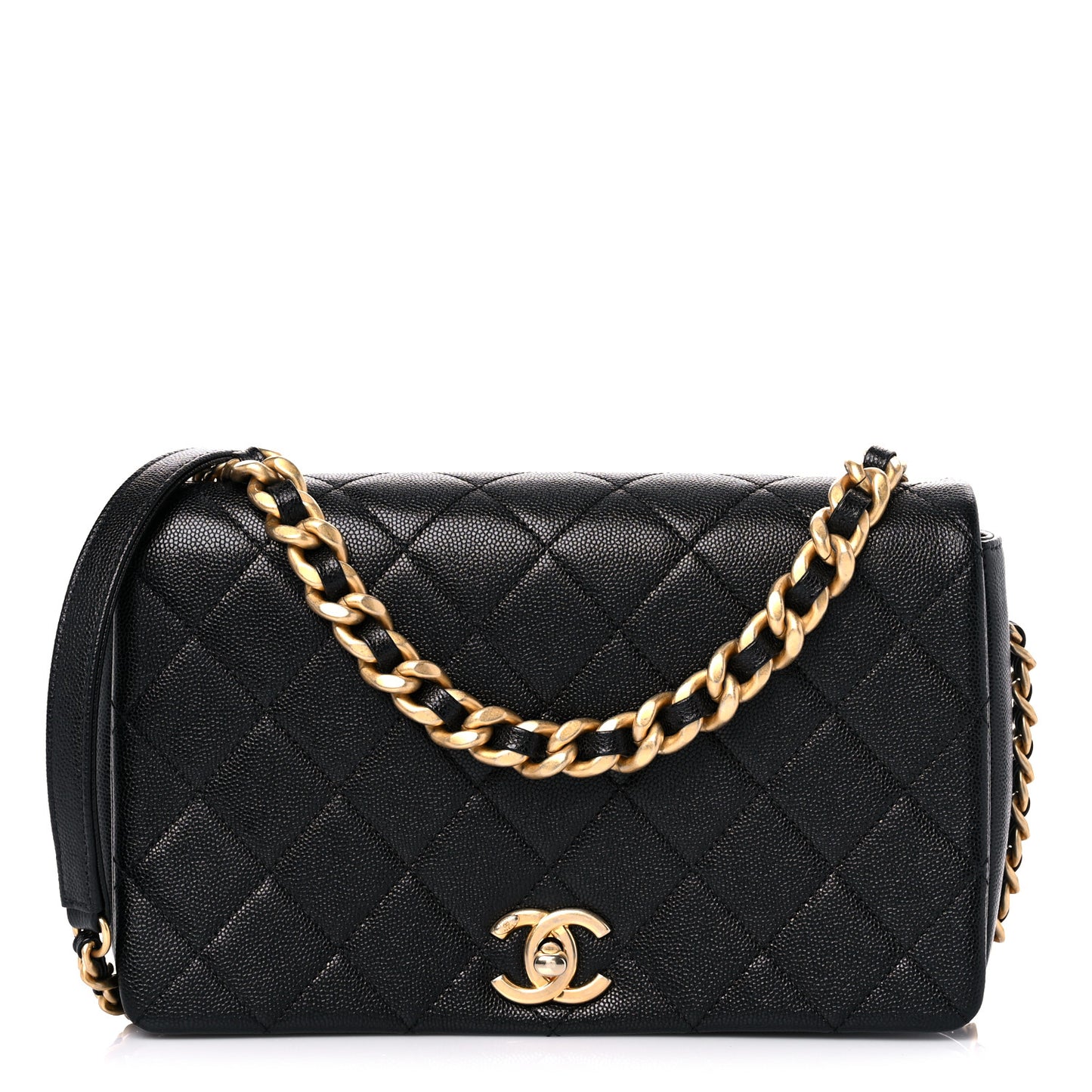 Caviar Quilted Medium Fashion Therapy Flap Bag Black