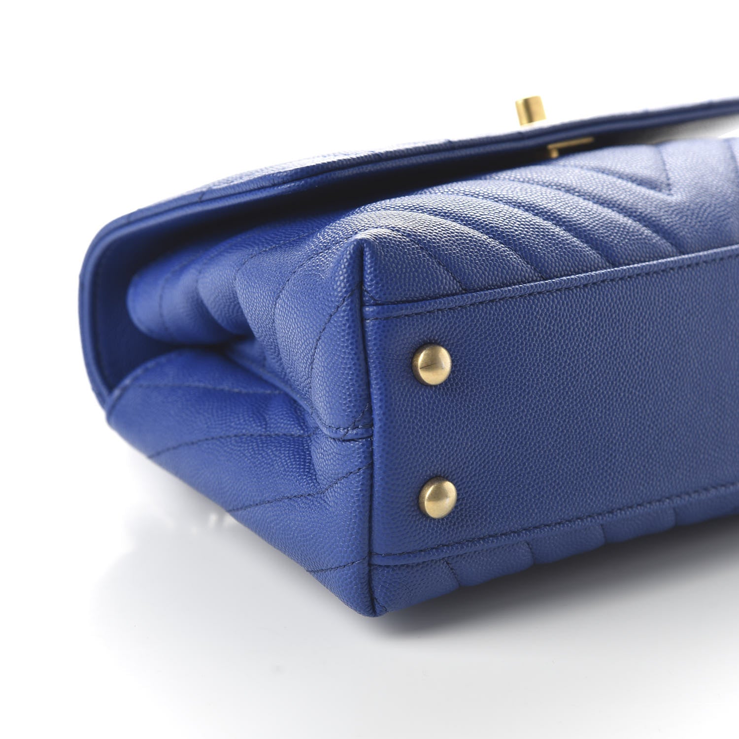 Chanel Caviar Chevron Quilted Mini Coco Handle Flap Blue 6 of 10