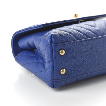 Chanel Caviar Chevron Quilted Mini Coco Handle Flap Blue 6 of 10