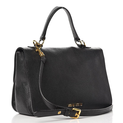 Miu Miu Goatskin Madras Shoulder Bag Nero Black 3 of 10