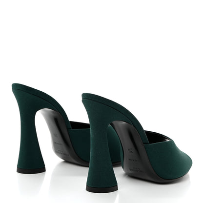 Saint Laurent Crepe De Chine Suite Mule Sandals 35 Vert Bouteille 4 of 7