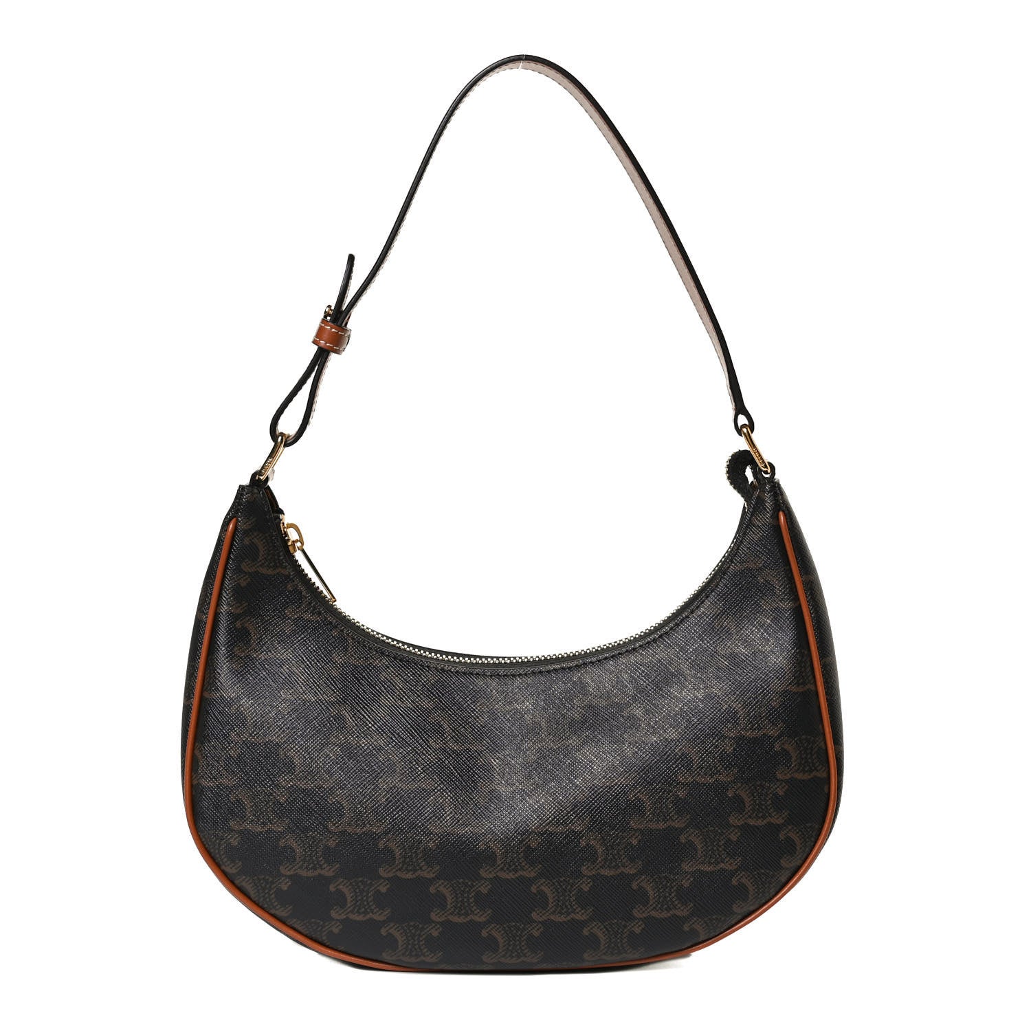 Celine Triomphe Canvas Calfskin Ava Shoulder Bag Tan 1 of 10