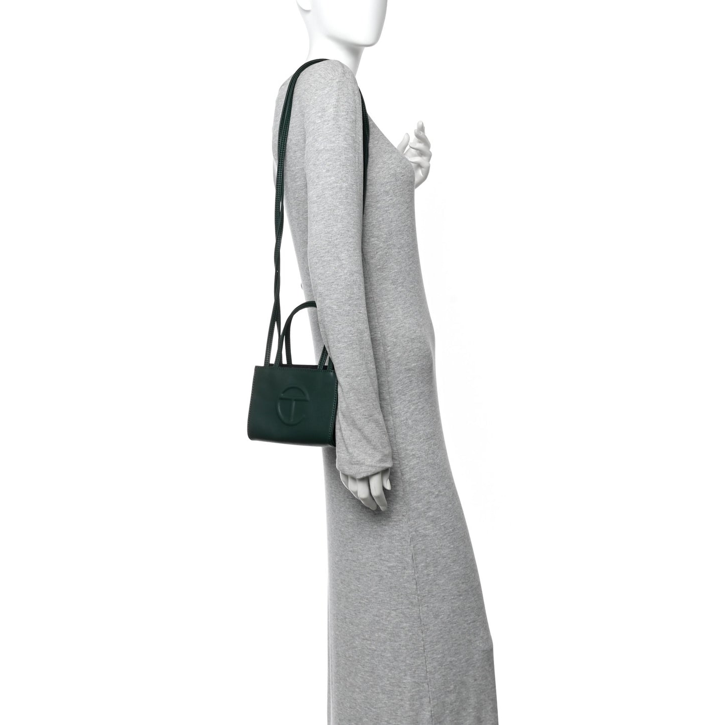 Vegan Leather Small Shopping Bag Dark Olive