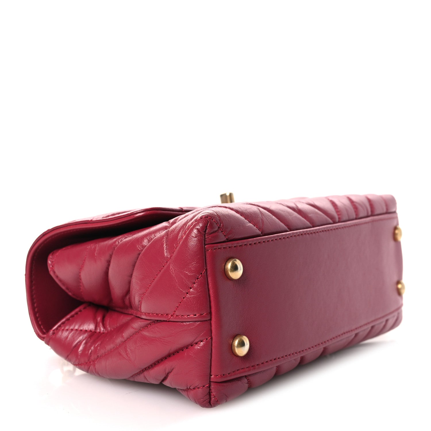 Chanel Aged Calfskin Chevron Quilted Mini Coco Handle Flap Dark
