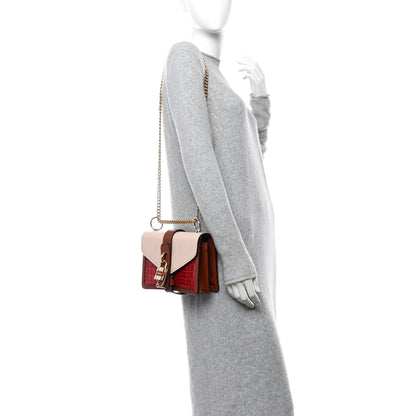 Chloe Calfskin Crocodile Embossed Aby Chain Shoulder Bag Pink Red 2 of 10
