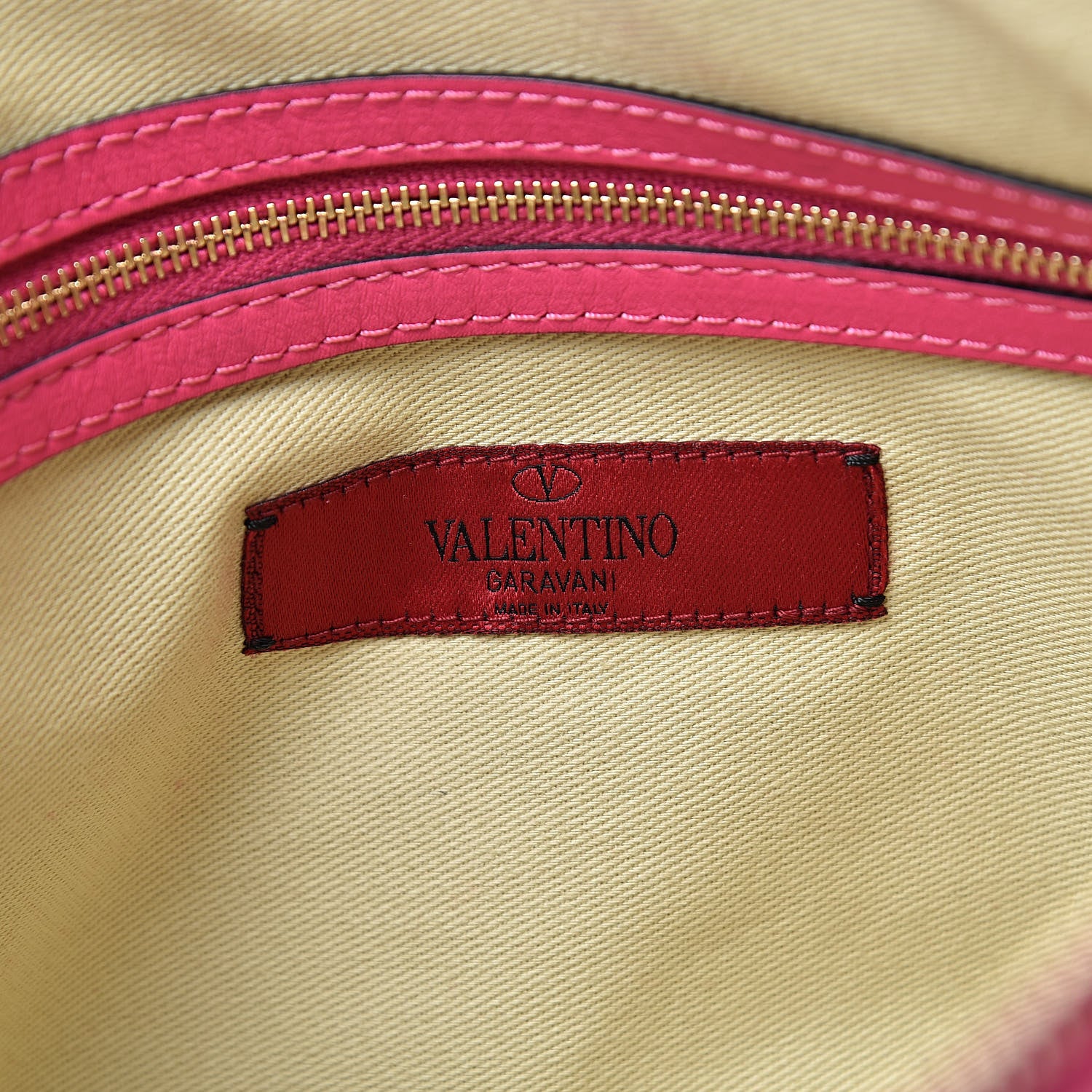 Valentino Garavani Vitello Monochrome Large Rockstud Zip Wristlet Pouch Pop Fuxia 6 of 10