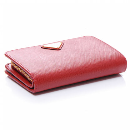 Prada Saffiano Compact Wallet Fuoco 4 of 8