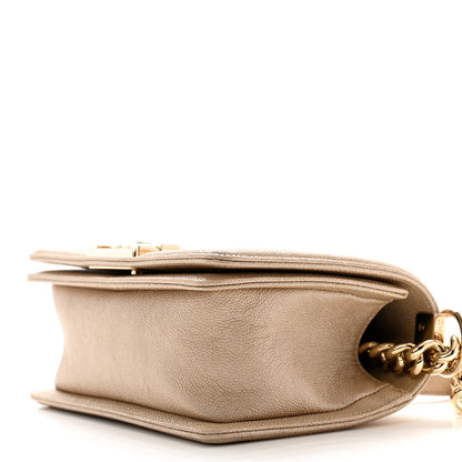 Chanel Iridescent Caviar Chevron Quilted Small Boy Flap Beige 10 of 10