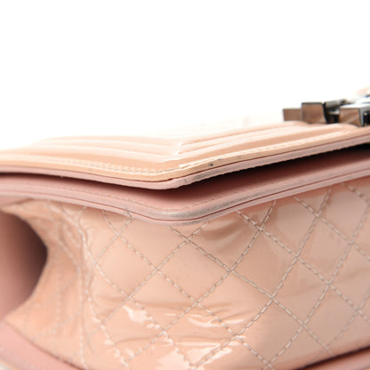 Chanel Patent Chevron Quilted Medium Boy Flap Light Pink 8 of 18