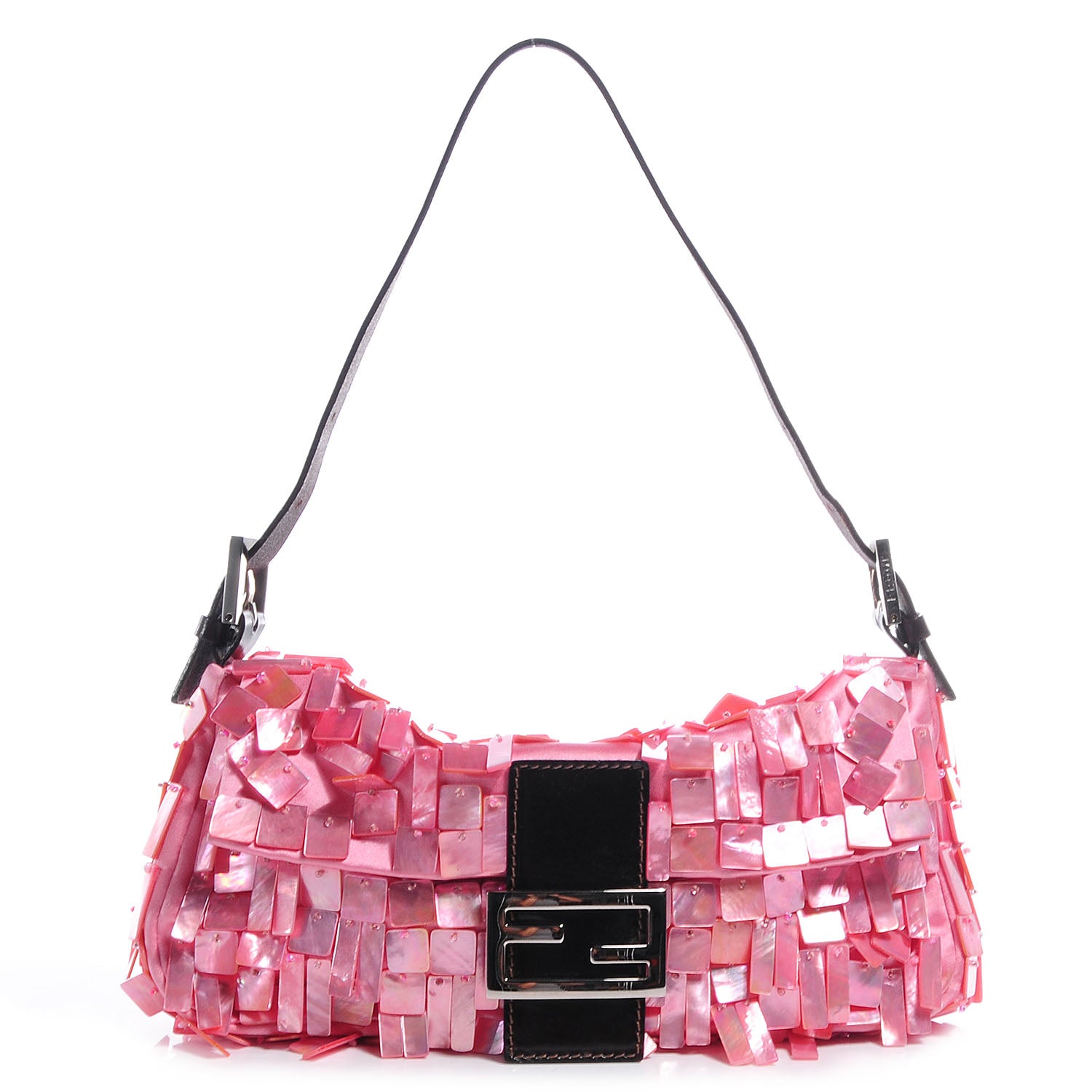 Fendi Satin Mother of Pearl Baguette Pink 1 of 10