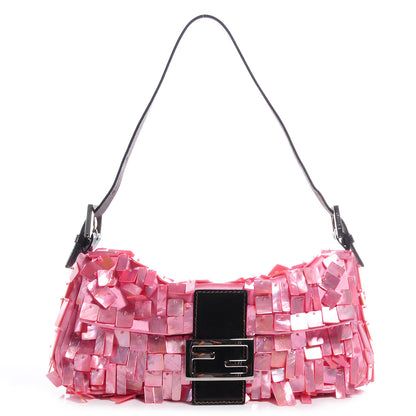 Fendi Satin Mother of Pearl Baguette Pink 1 of 10