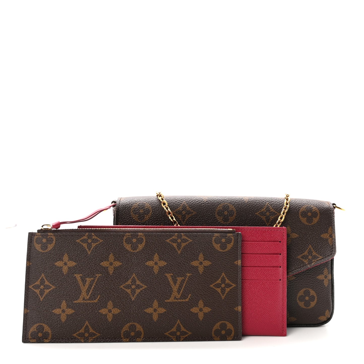 Monogram Pochette Felicie Chain Wallet Fuchsia