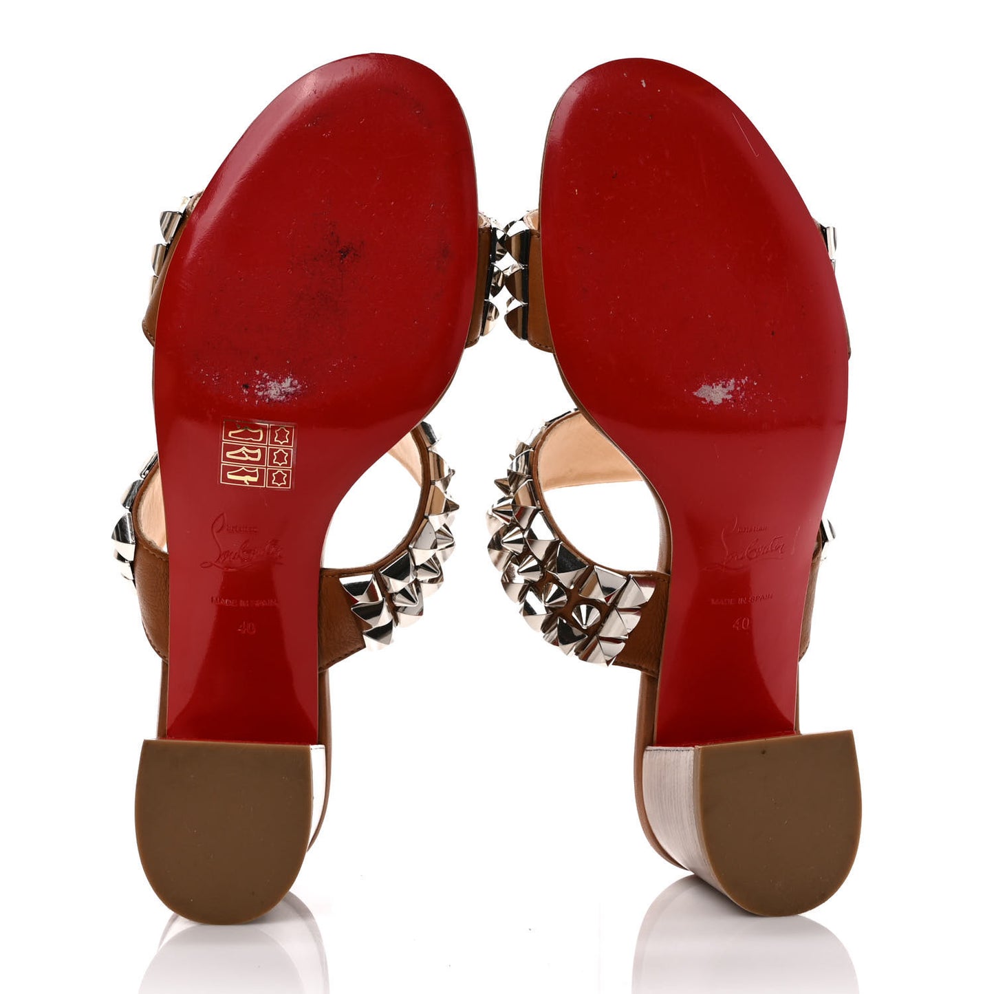 Calfskin Studded Tina Goes Mad 55 Slide Sandals 40 Cuoio