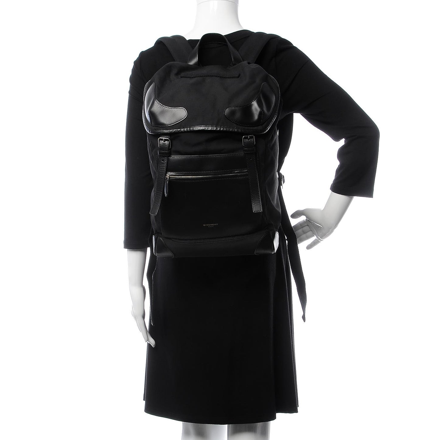 Nylon Calfskin Rider Backpack Black