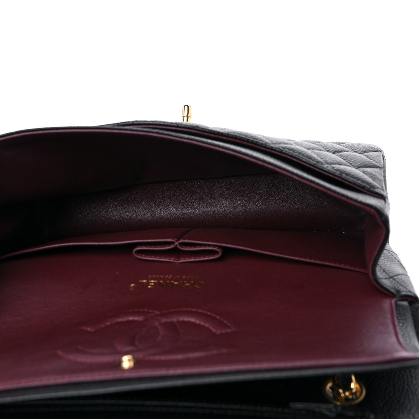 Caviar Quilted Medium Double Flap Black