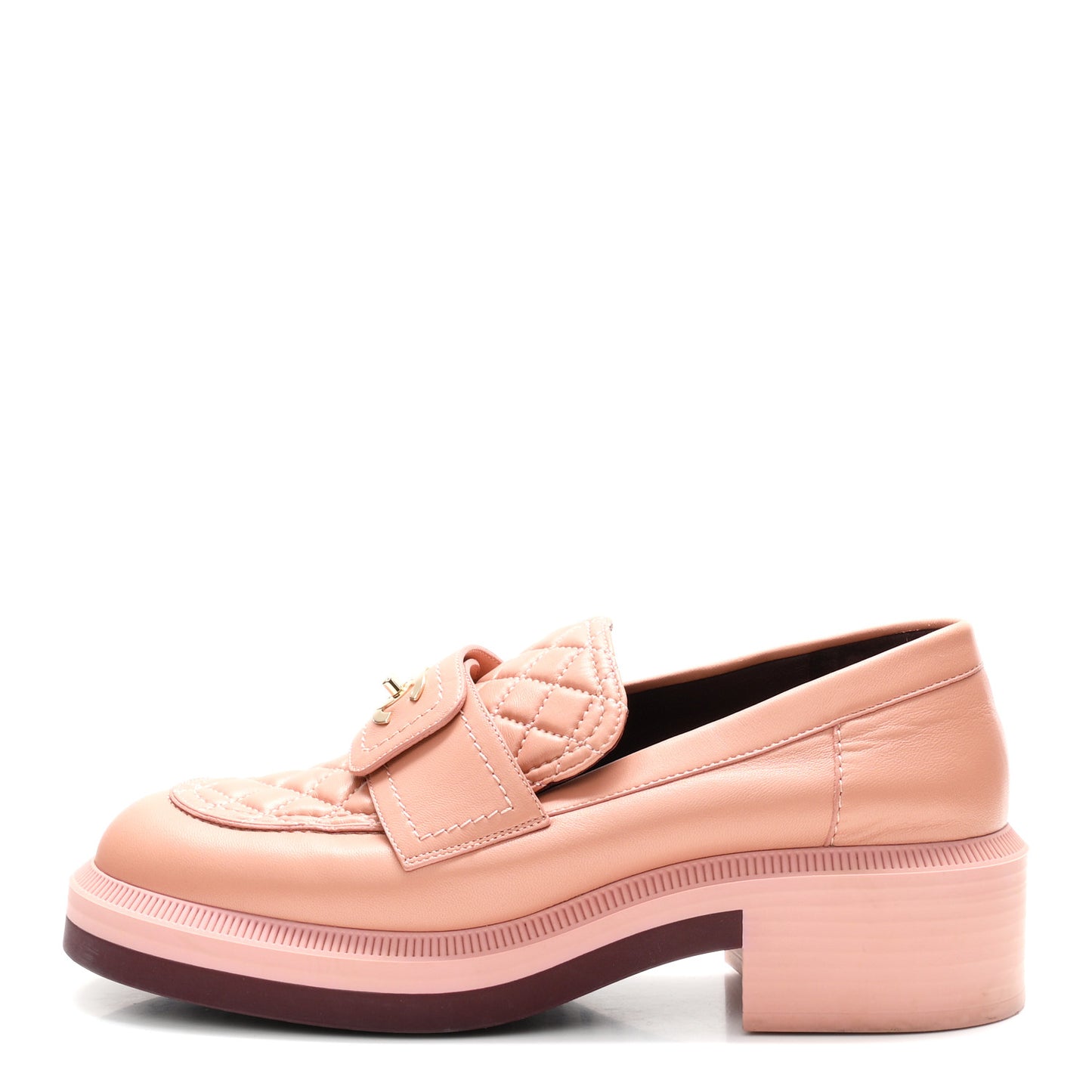 Lambskin Quilted CC Turnlock Loafers 39 Dark Pink
