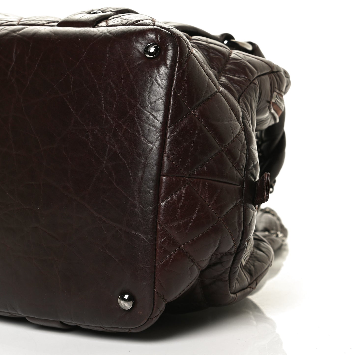 Distressed Lambskin Vintage Ligne Lady Braid Tote Brown