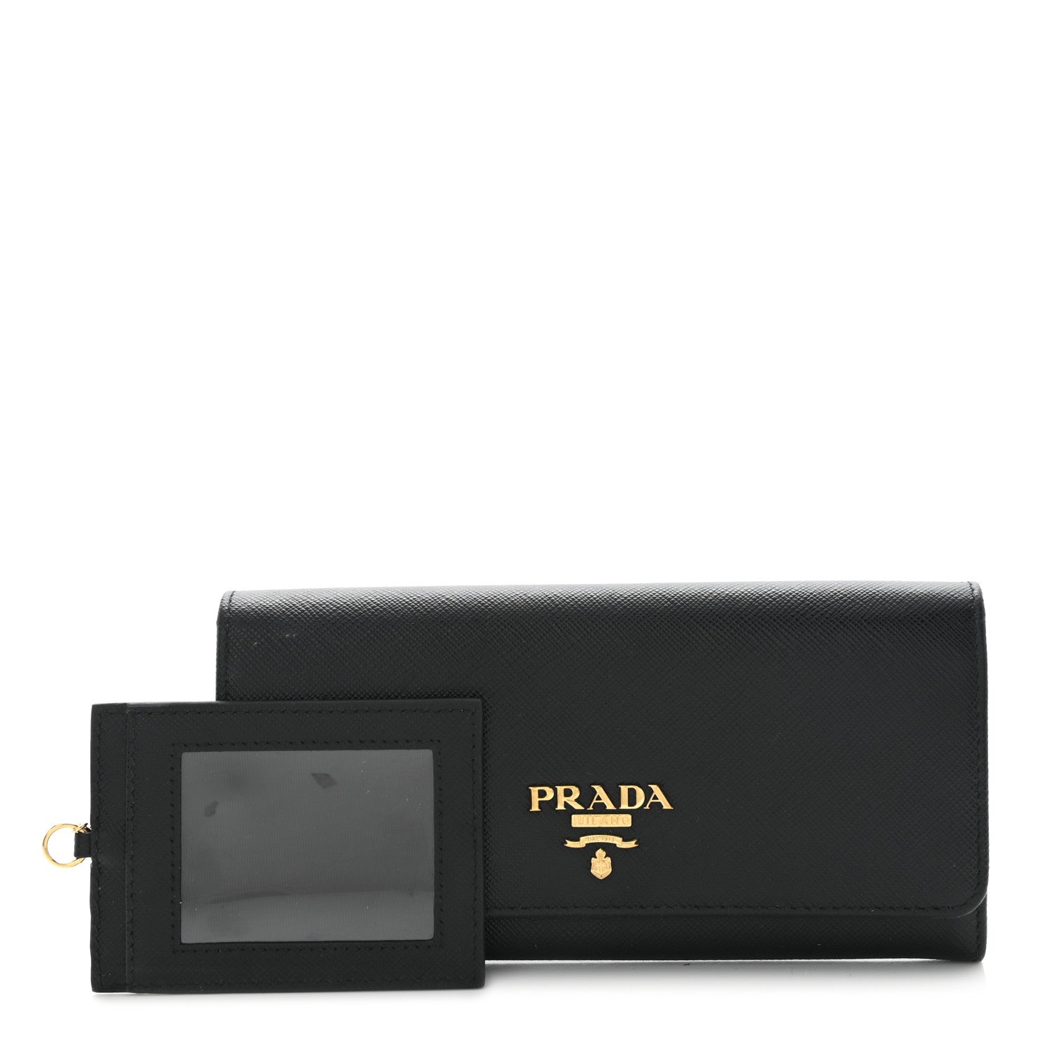 Prada Saffiano Metal Continental Flap Wallet Black 1 of 10