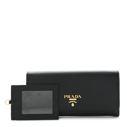 Prada Saffiano Metal Continental Flap Wallet Black 1 of 10
