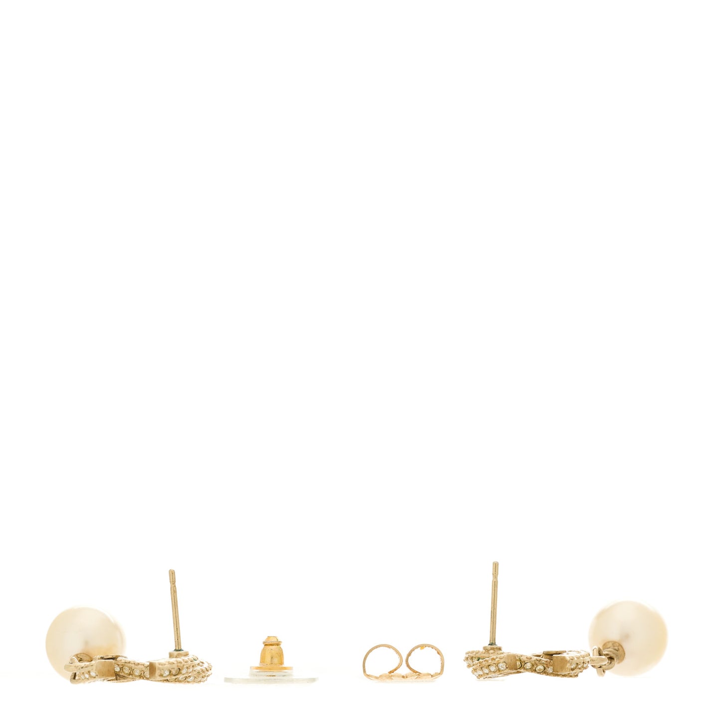 Crystal Pearl CC Drop Earrings Light Gold