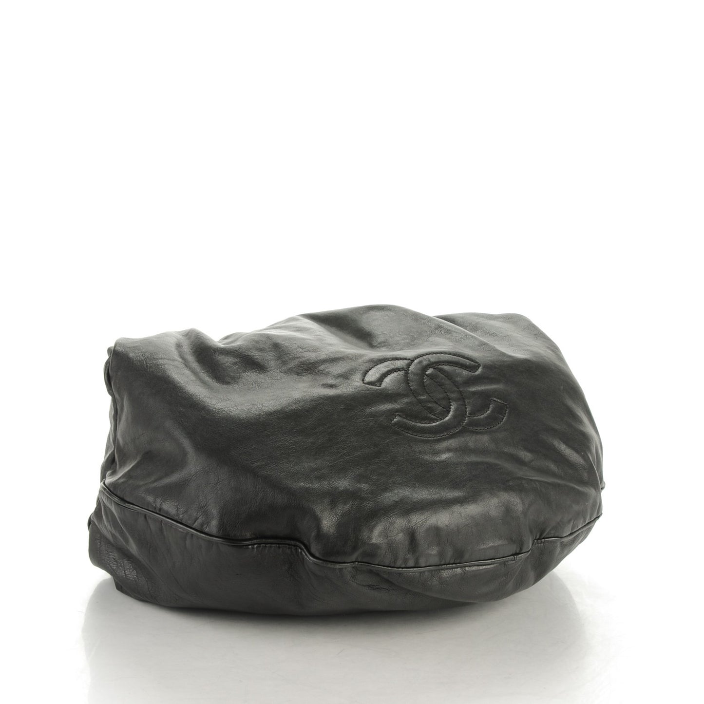 Lambskin Large Rock and Chain Hobo Black