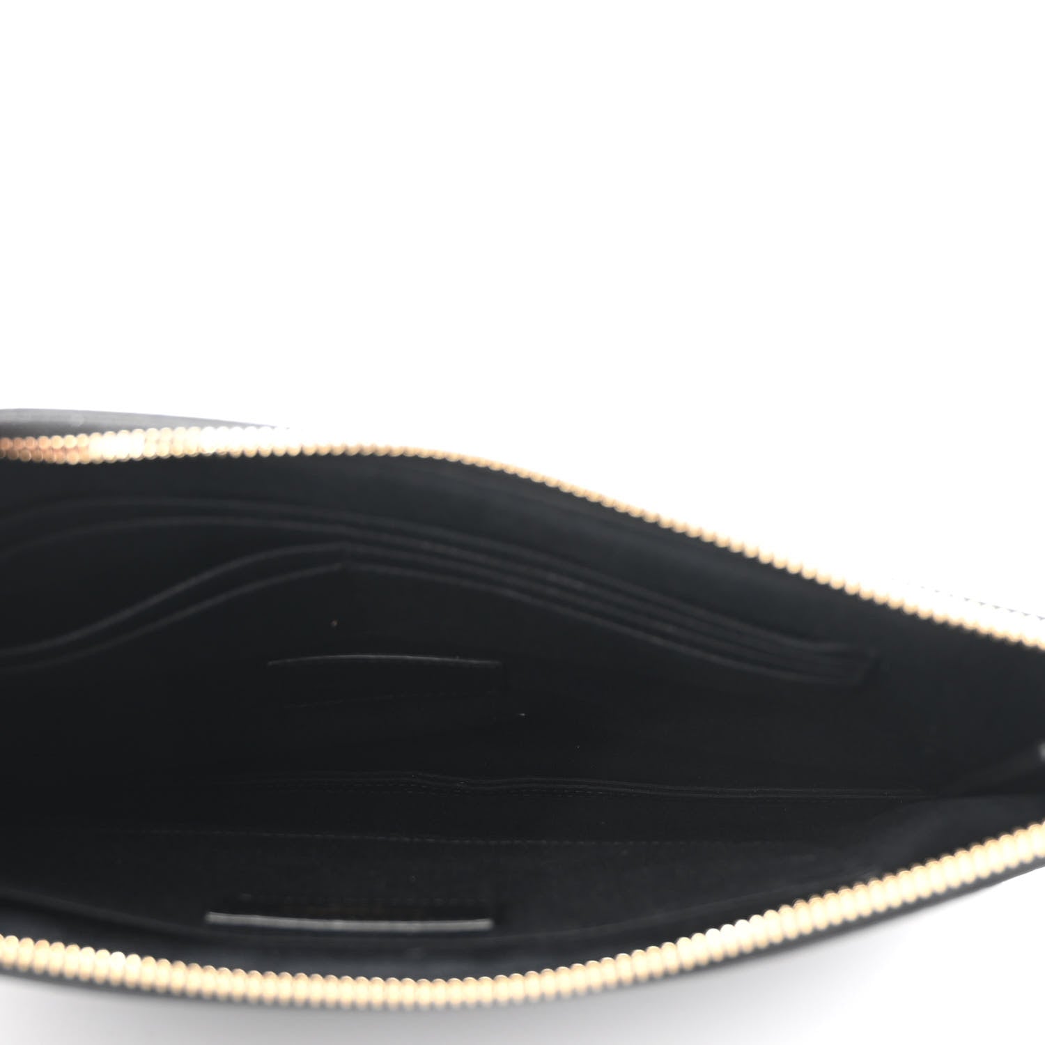 Saint Laurent Calfskin Crocodile Embossed Tiny Monogram Zipped Tablet Holder Black 4 of 9