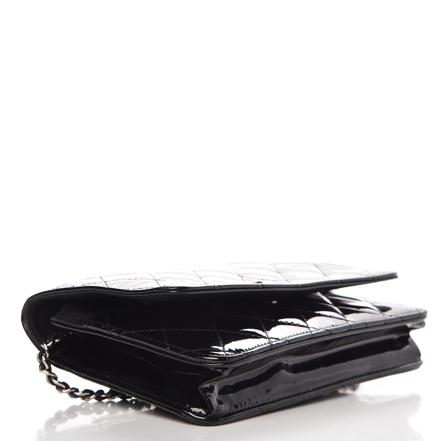Chanel Patent Quilted Wallet On Chain WOC Black 4 of 11