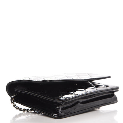 Chanel Patent Quilted Wallet On Chain WOC Black 4 of 11