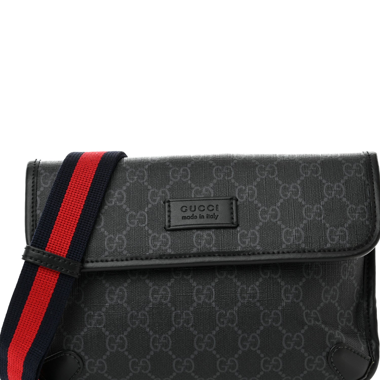Gucci GG Supreme Monogram Web Slim Belt Bag Black Grey 8 of 11