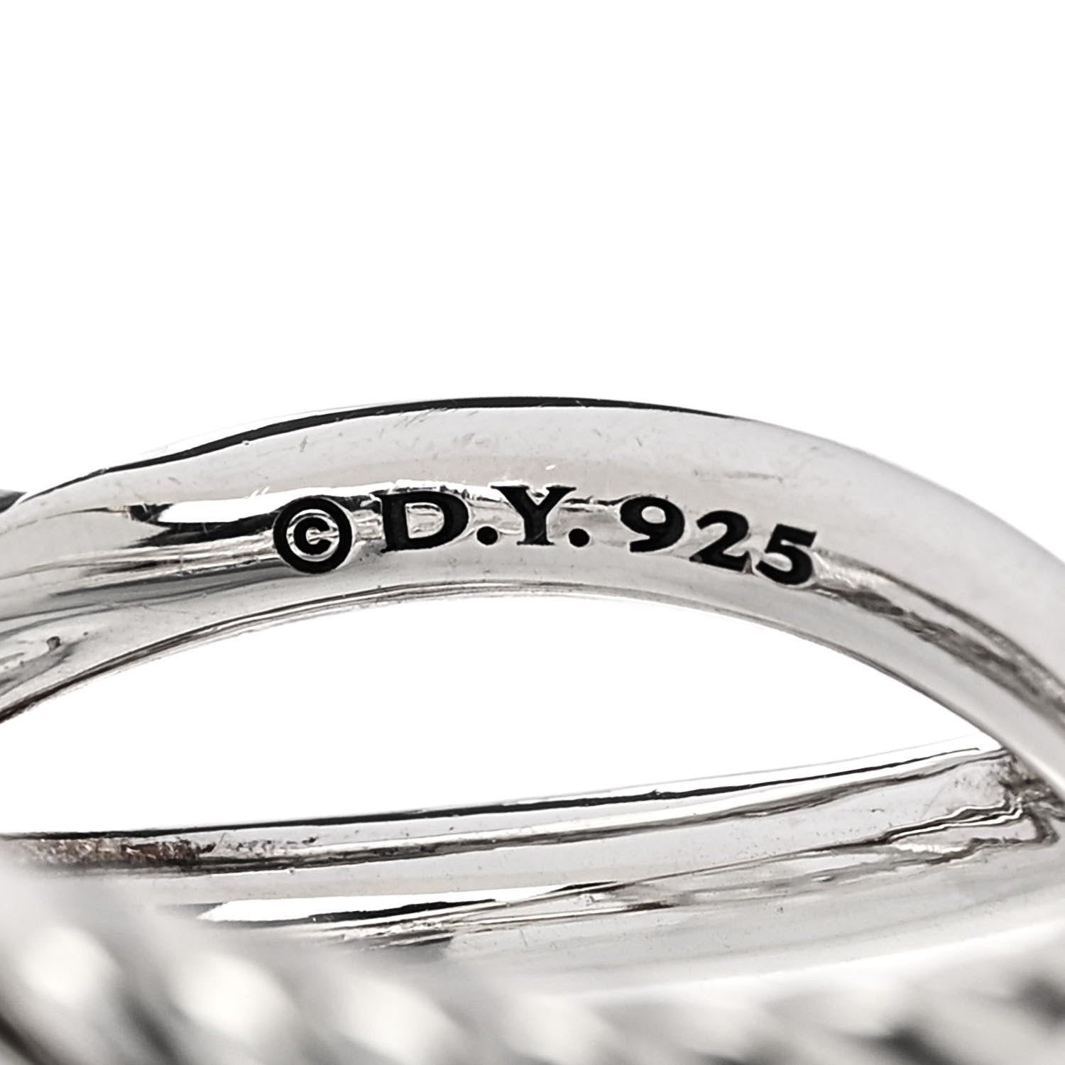 David Yurman Sterling Silver Diamond Quartz 18mm Cable Wrap Ring 56 7.5 5 of 6
