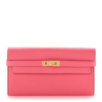 Hermes Chevre Mysore Kelly Longue Wallet Rose Lipstick 1 of 8