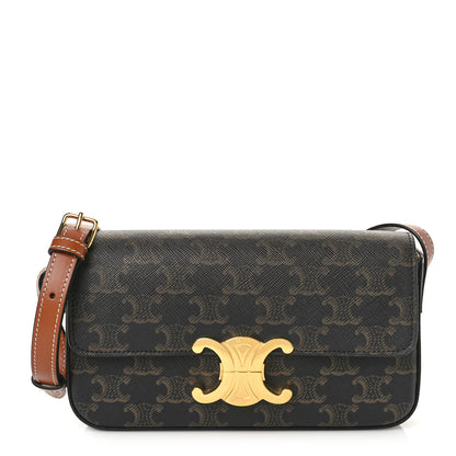 Celine Canvas Calfskin Triomphe Shoulder Bag Tan 1 of 8