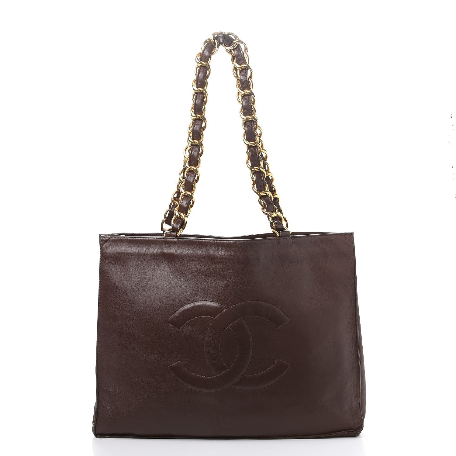Chanel Lambskin CC Tote Brown 1 of 12