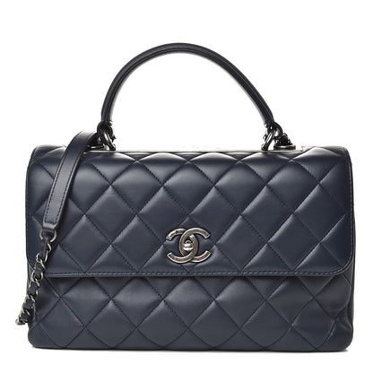 Chanel Lambskin Quilted Medium Trendy CC Flap Dual Handle Bag Navy Blue 1 of 11