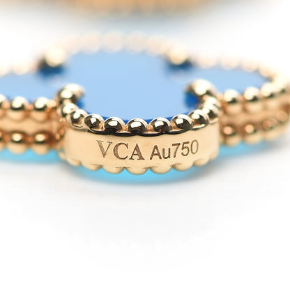 Van Cleef & Arpels 18K Yellow Gold Blue Agate 5 Motifs Vintage Alhambra Bracelet 5 of 7