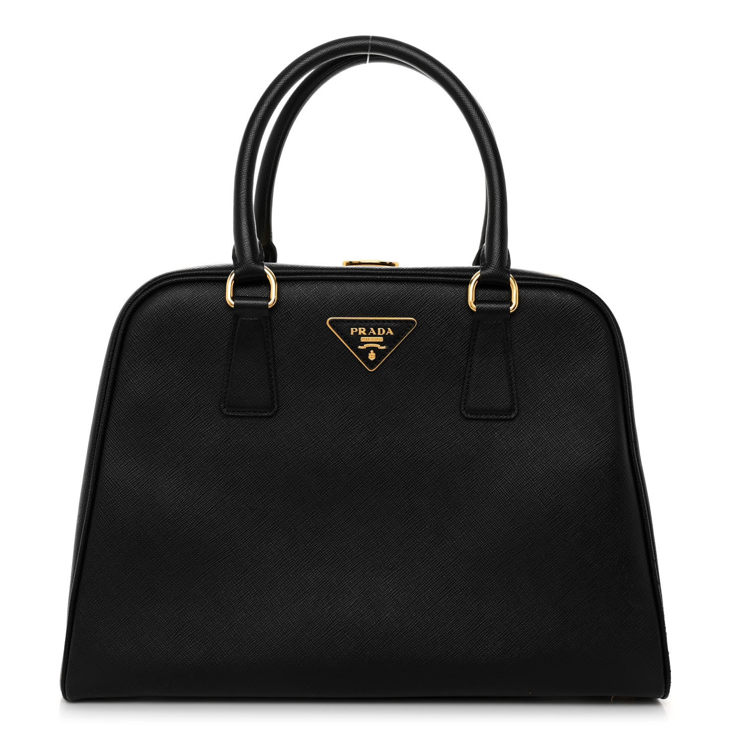 Prada Saffiano Vernice Pyramid Bag Black 1 of 9