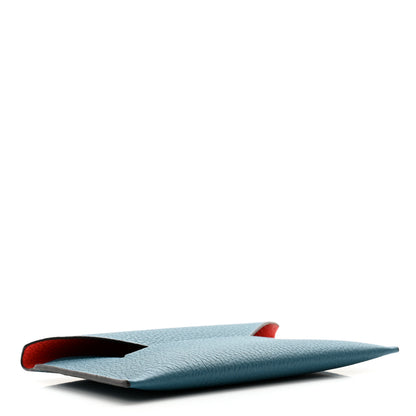 Moynat Taurillon Gex Envelope Passport Holder Prussian Blue Coral 4 of 8