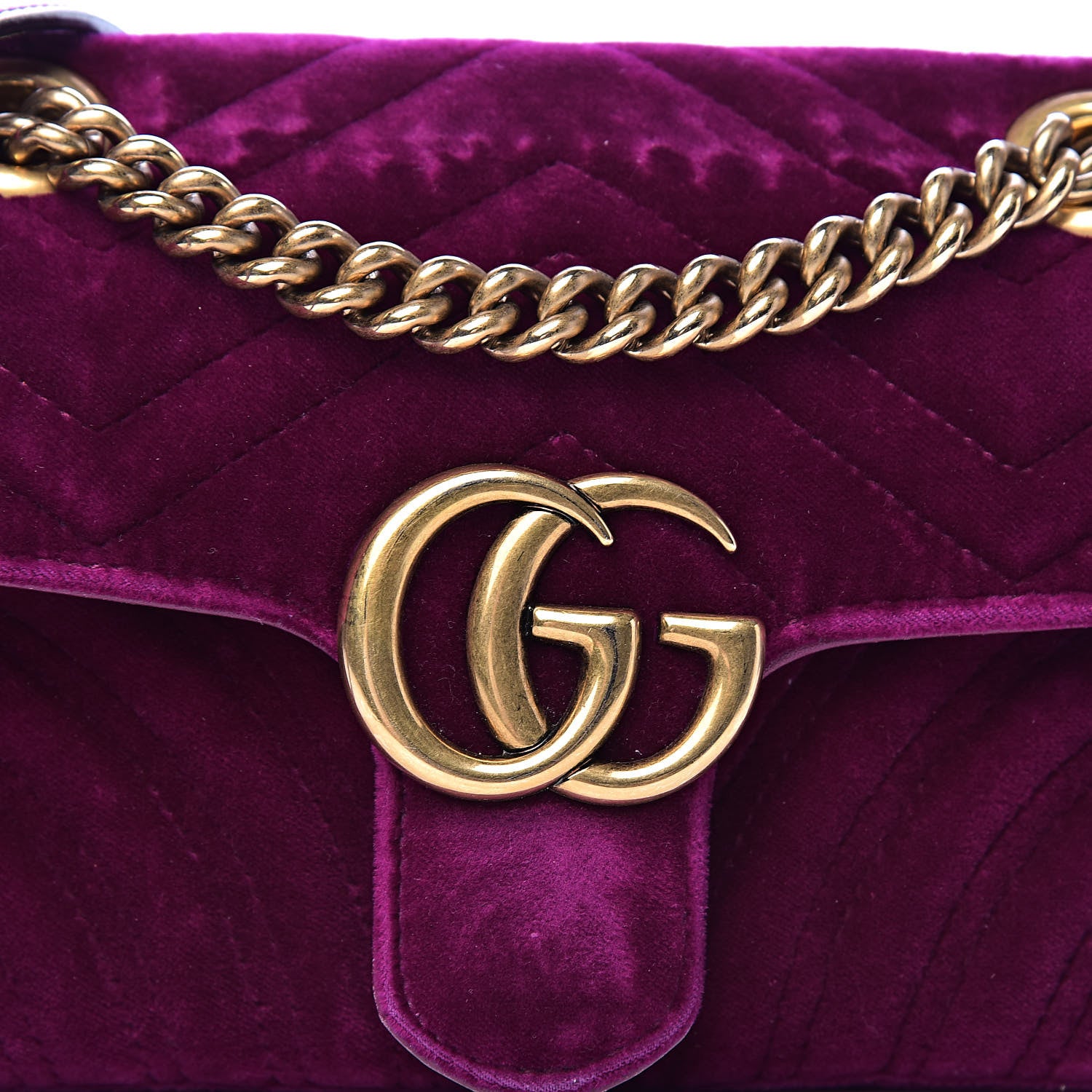 Gucci Velvet Matelasse Mini GG Marmont Shoulder Bag Fuchsia Violet Cyclamen 17 of 17