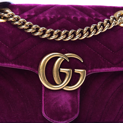 Gucci Velvet Matelasse Mini GG Marmont Shoulder Bag Fuchsia Violet Cyclamen 17 of 17