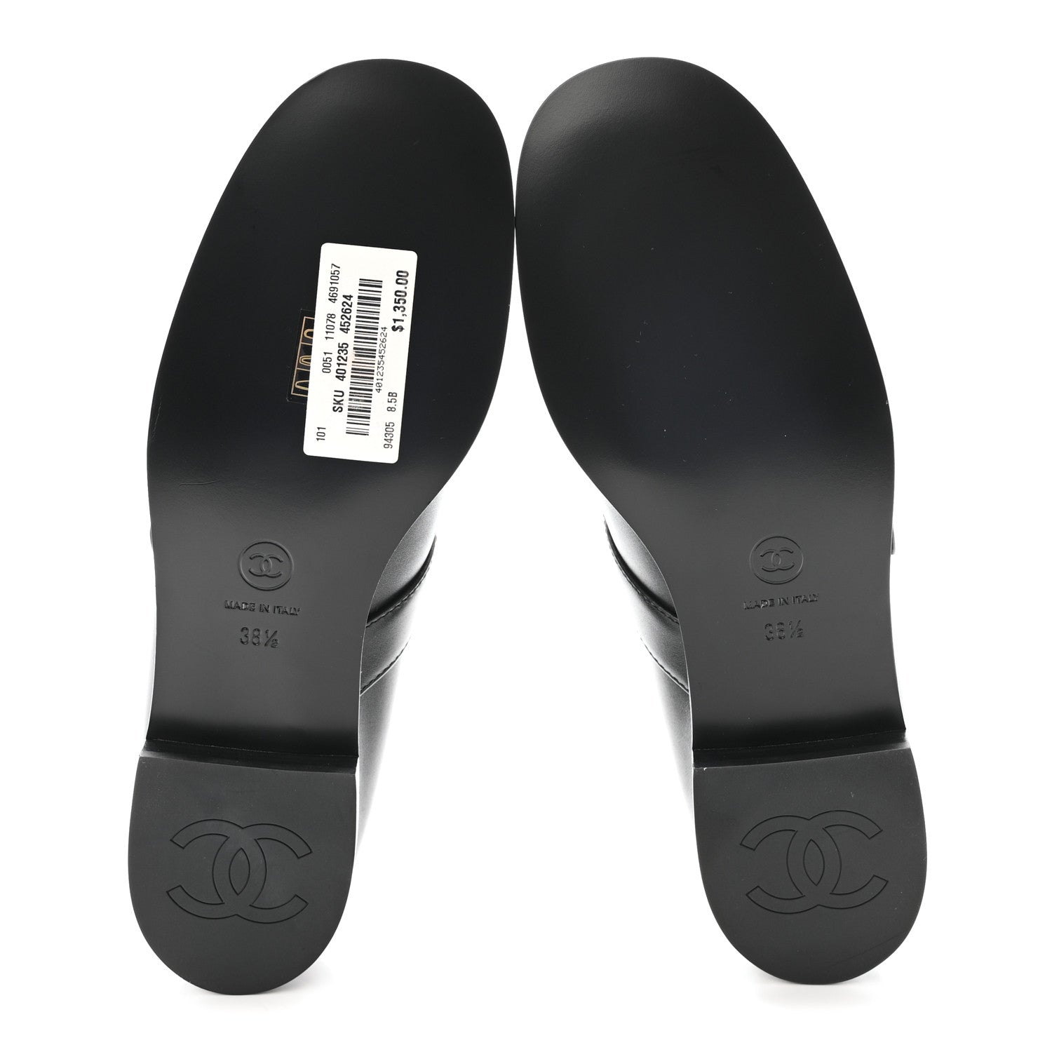 Chanel Calfskin Patent Mary Janes Flats 38.5 Black 6 of 10