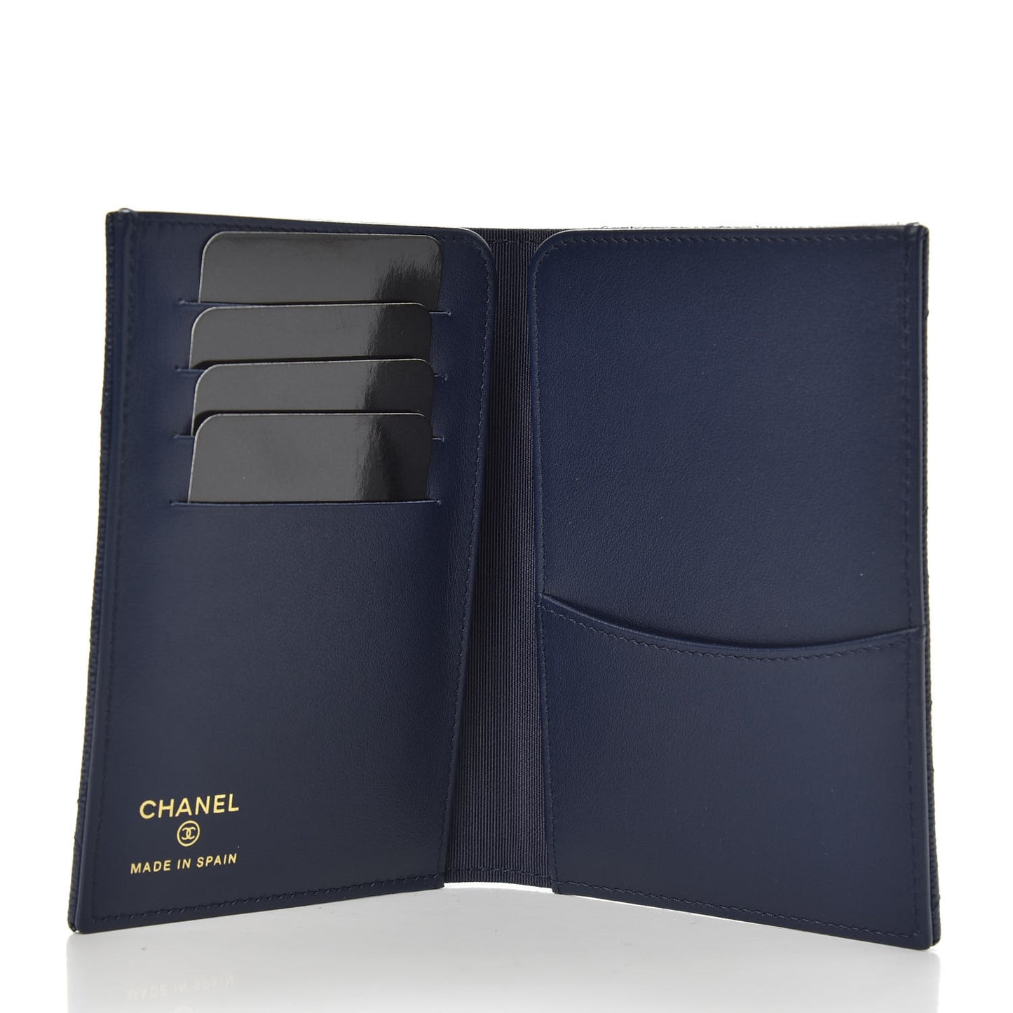 Caviar Quilted Passport Holder Navy Blue