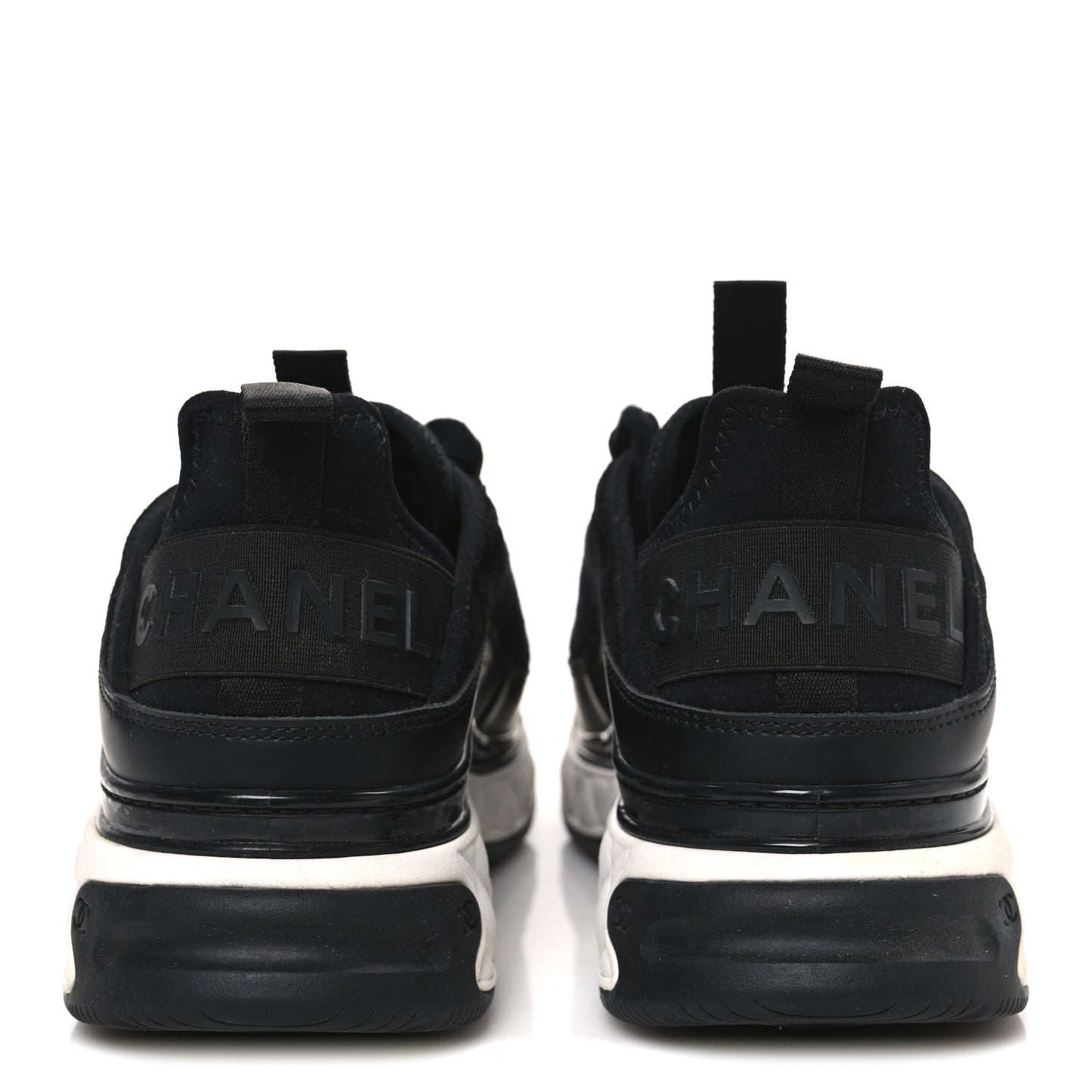 Velvet Calfskin Mixed Fibers CC Sneakers 38.5 Black