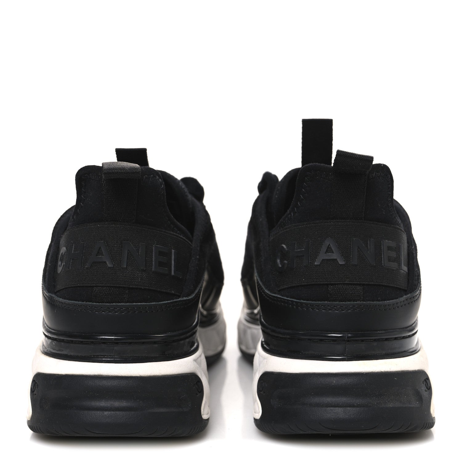 Chanel Velvet Calfskin Mixed Fibers CC Sneakers 38.5 Black 6 of 9