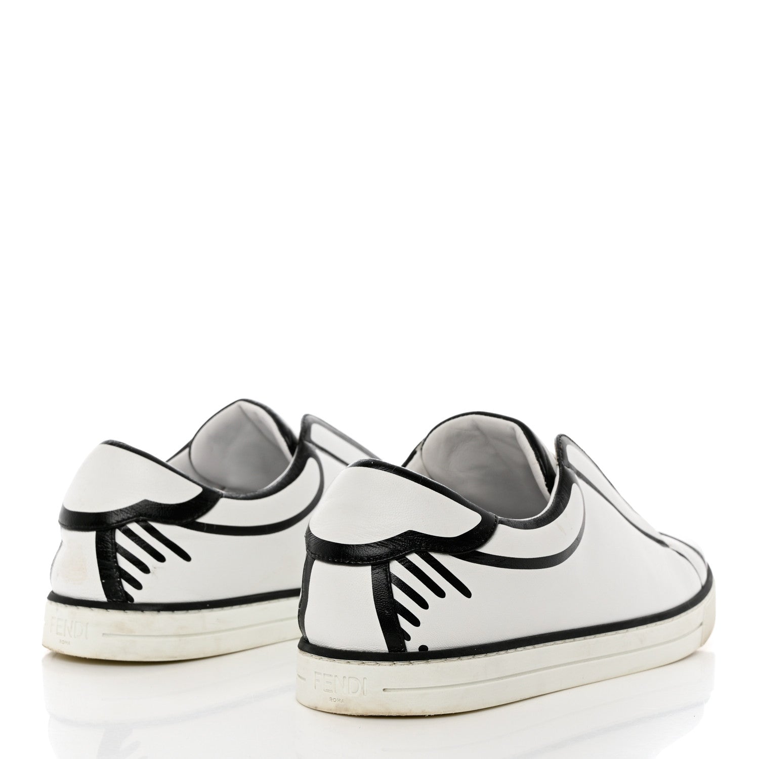 Fendi X JOSHUA VIDES Nappa Rockoclick Slip On Sneakers 37 Snow White Black 4 of 13