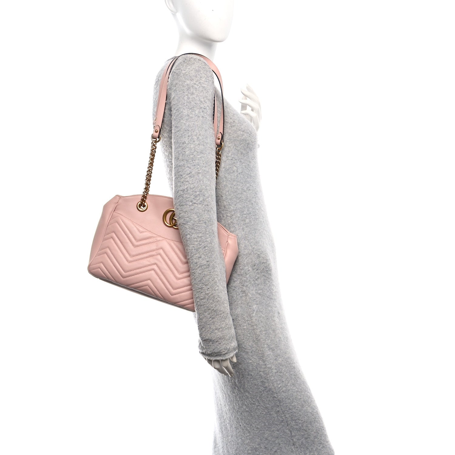 Gucci Calfskin Matelasse Medium GG Marmont Open Top Shoulder Bag Perfect Pink 2 of 10