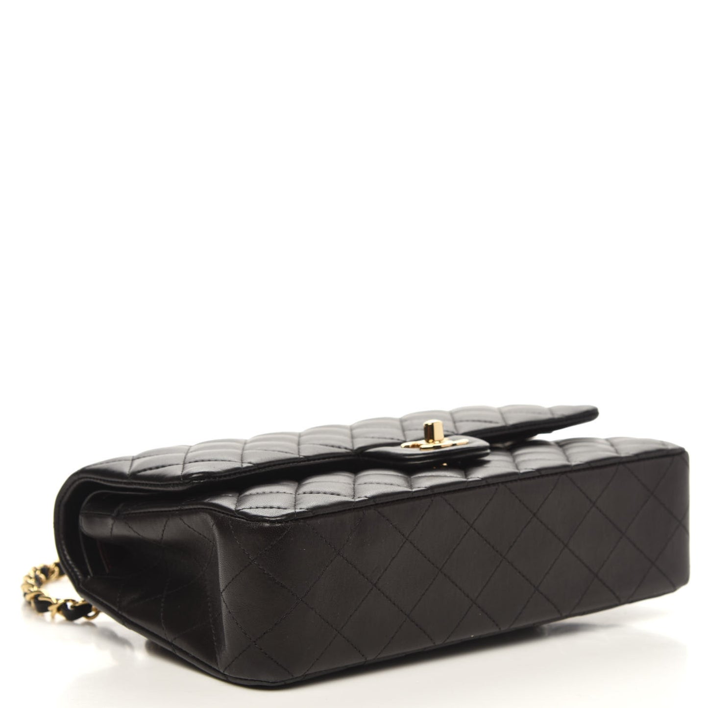 Lambskin Quilted Medium Double Flap Black