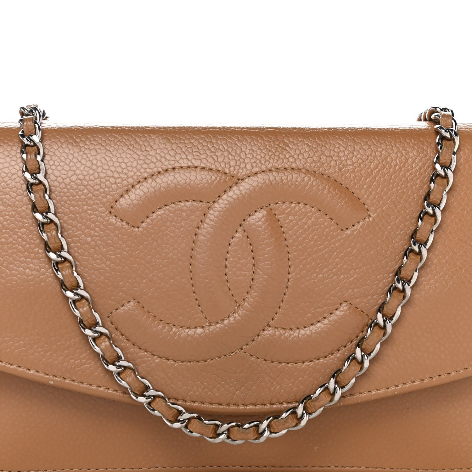Chanel Caviar Timeless CC Wallet on Chain WOC Beige 8 of 17