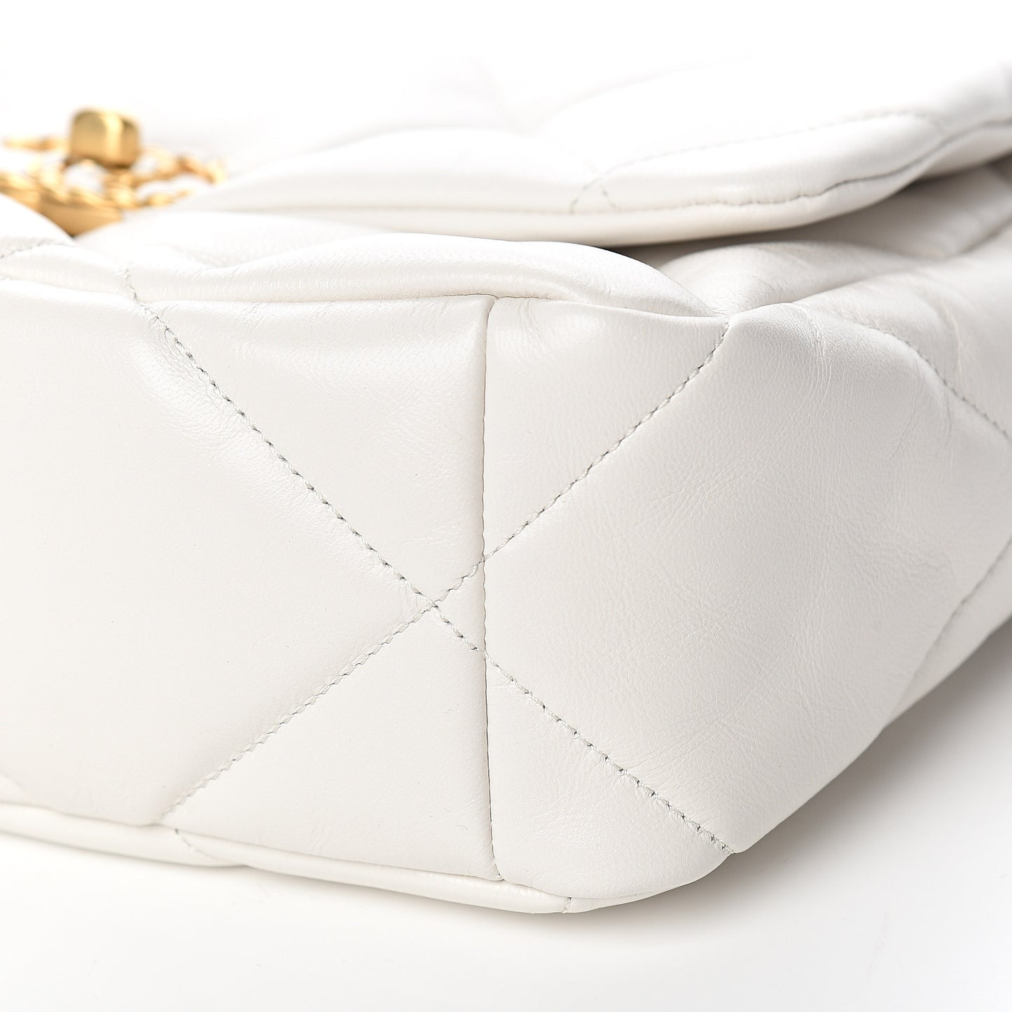 Goatskin Quilted Large 19 Flap White