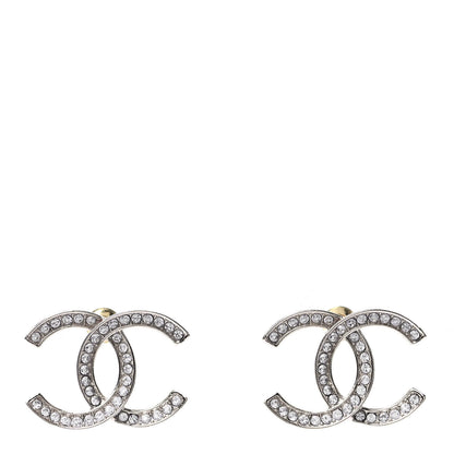 Chanel Crystal CC Earrings Silver 1 of 4